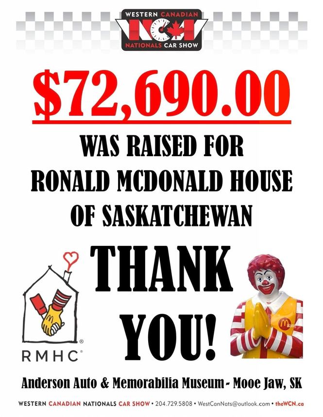 Poster for WestJet 2024 fundraiser: $72,690 raised for Ronald McDonald House Saskatchewan, thank you!