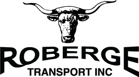 Roberge Transport Inc. logo with a black longhorn steer head above bold text