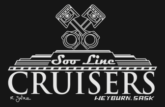 Cruisers logo with crossed pistons and text “Soo Line Cruisers” and “Weyburn, Sask.”