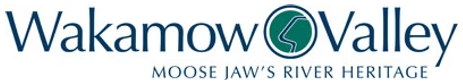 Wakamow Valley Moose Jaw’s River Heritage logo with teal wave emblem and gray text