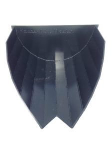 Black plastic rain gutter corner.