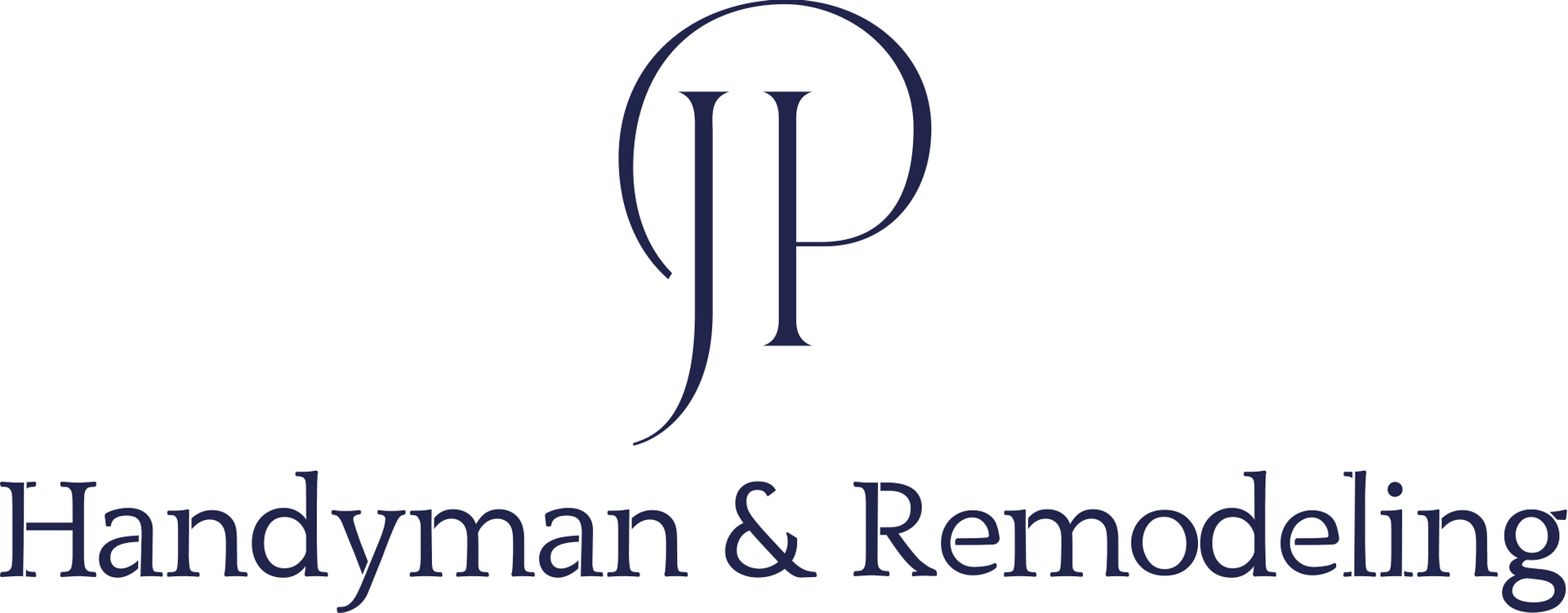 Logo for "JP Handyman & Remodeling" featuring the initials "JP" enclosed in a circular line design.