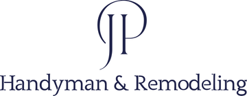 Logo for "JP Handyman & Remodeling" featuring the initials "JP" enclosed in a circular line design.