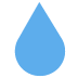 Blue water droplet icon on a white background