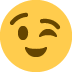 Yellow winking face emoji with a slight smile