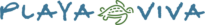 Playa Viva logo with blue text and a green turtle between the words