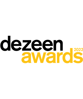 Dezeen Awards 2022 logo in black and yellow on white background