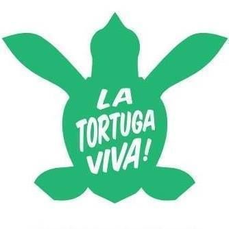 Green turtle logo with the words “LA TORTUGA VIVA!” in white