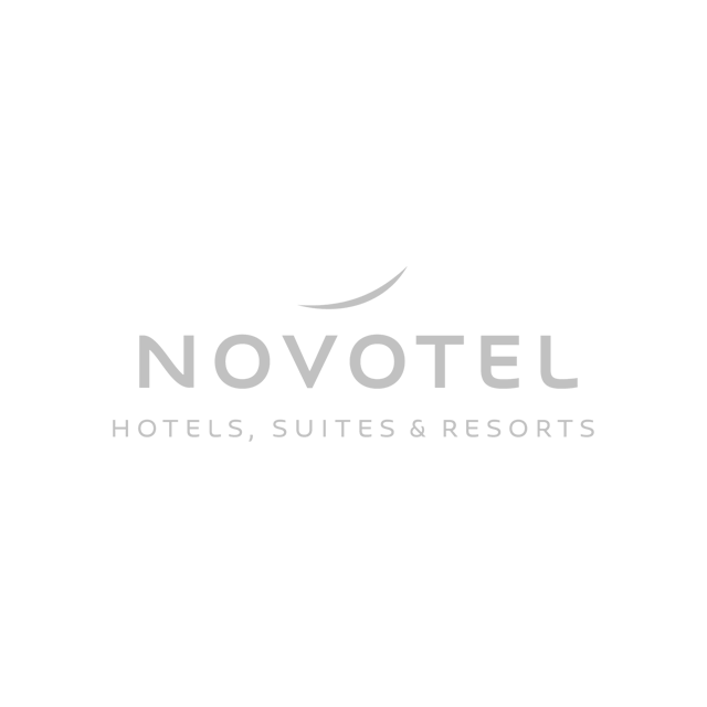 Novotel logo in gray, text