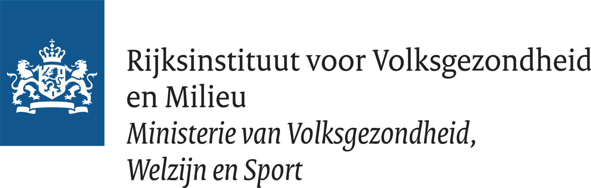 Logo van het Rijksinstituut voor Volksgezondheid en Milieu met tekst van het Ministerie van Volksgezondheid, Welzijn en Sport