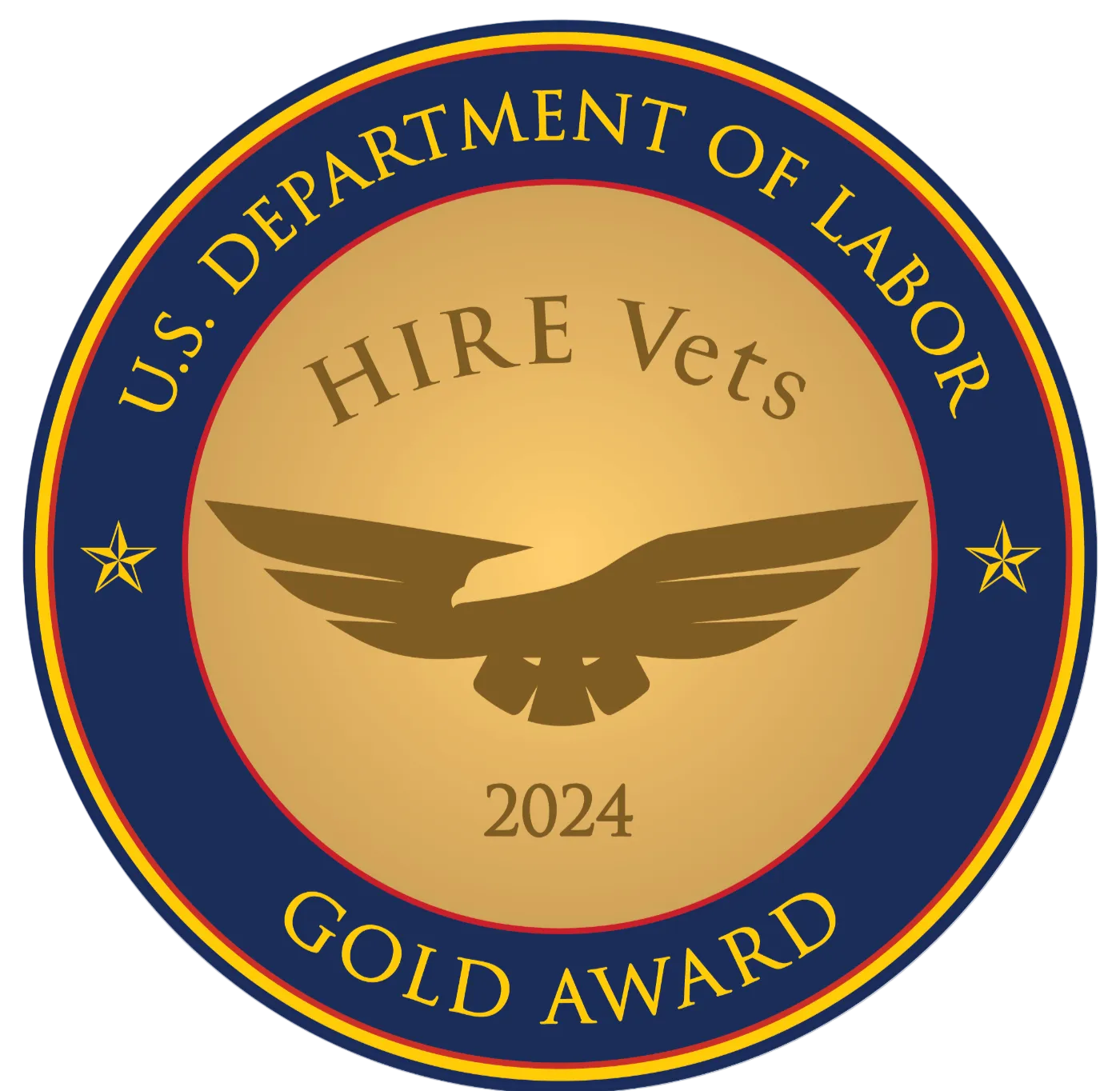 U.S. Department of Labor HIRE Vets Gold Award badge with eagle, 2024