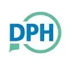 A logo for a company called dph with a speech bubble around it.