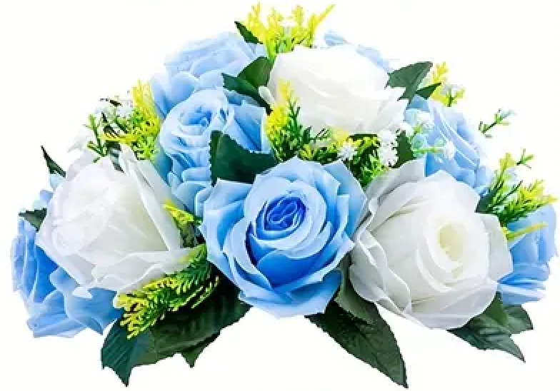 Blue and White Green Artificial Flower