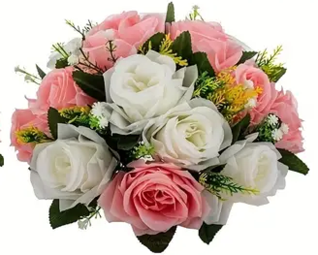 Green and White Rose Artificial Flowers