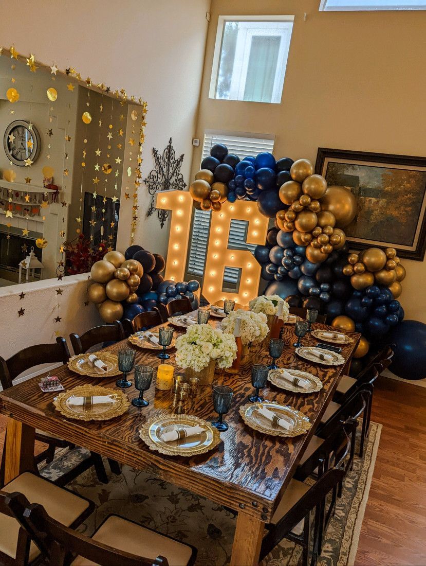 Blue and Gold Balloon Arch