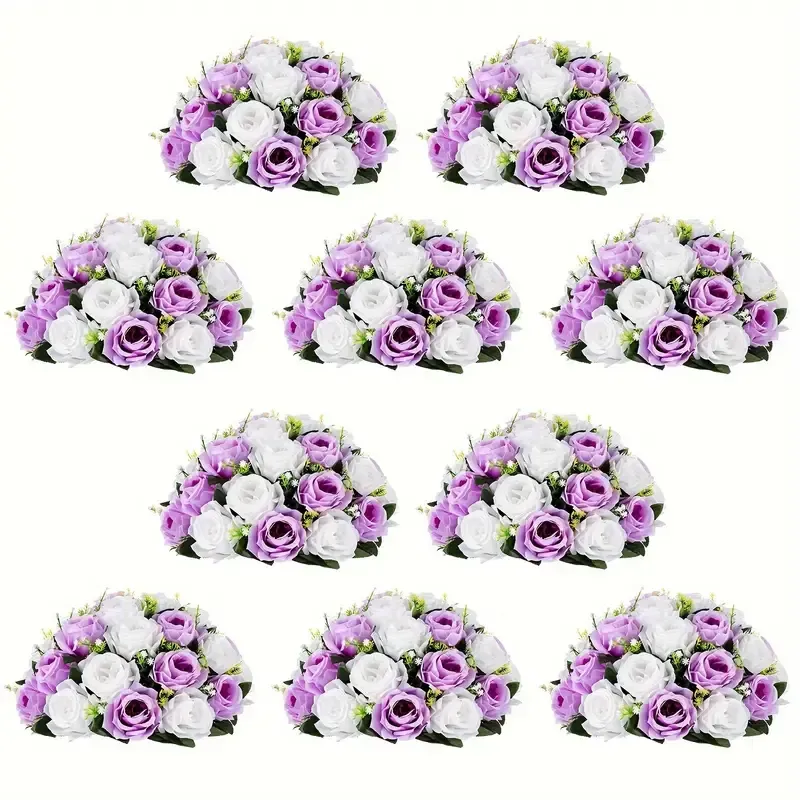 Purple and White Rose Artificial Flower