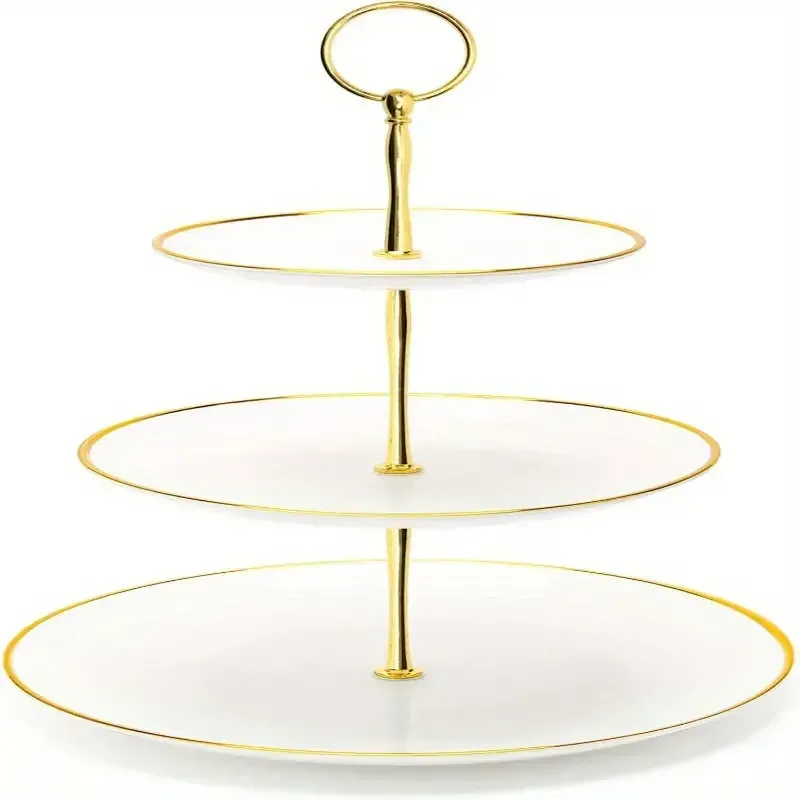 Elegant 3-Tier Cupcake Stand with Golden Accents