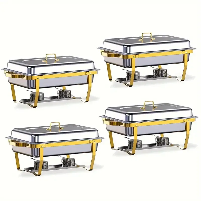 Elegant Golden Stainless Steel Buffet Hot Pot Set