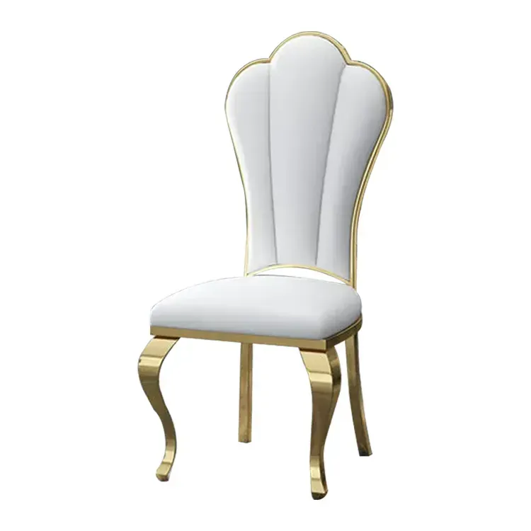 Elegant White and Gold Stainless Chairs