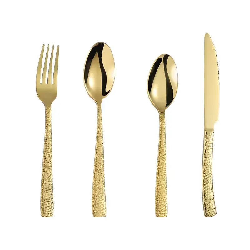 Gold Textured Cutlery Set