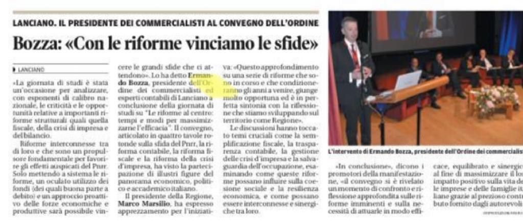 L'intervento di Ermando Bozza, presidente dell'ODCEC di Lanciano all'evento 
