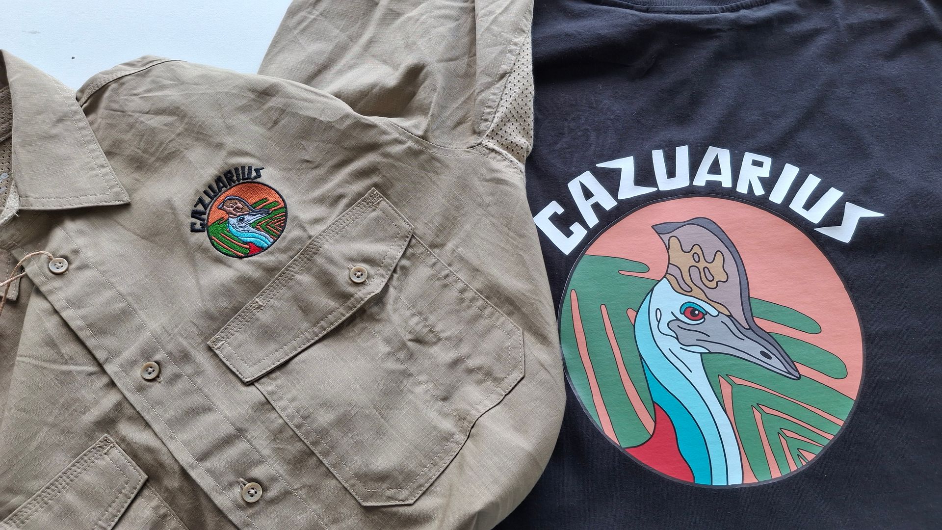 A Beige And Blue Work Shirt — NMTG Embroidery In Shellharbour, NSW
