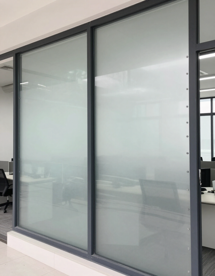 Solar and privacy window film on office glass