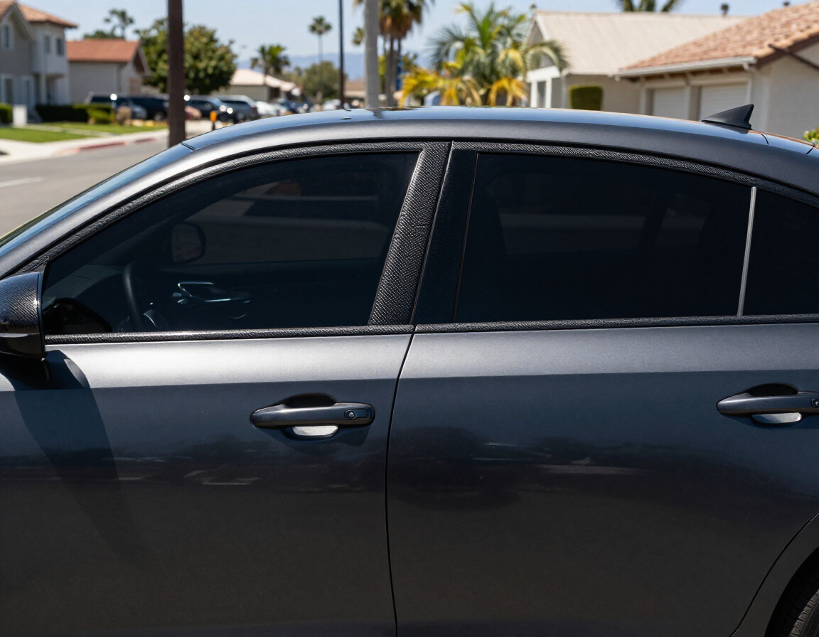 Vehicle with matte carbon window tint showing non-reflective finish