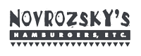 A black and white logo for novrozsky 's hamburgers and etc.