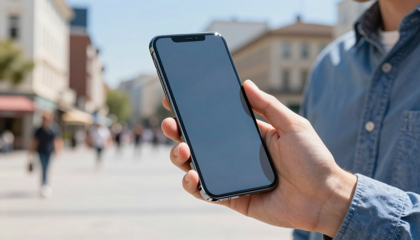 A person using a smartphone to find a local business