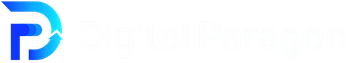 Blue-and-white stylized P logo on a white background