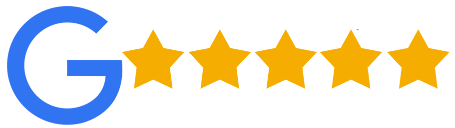 Google logo with five gold stars