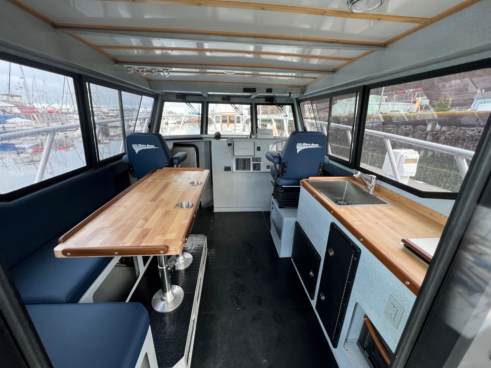 interior of the 33 foot recreational fishing catamaran.