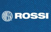 The logo for rossi is on a blue background