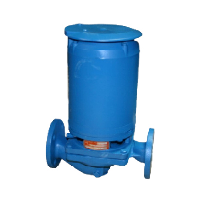 Pompe à eau bleue avec extrémités à brides et couvercle supérieur.