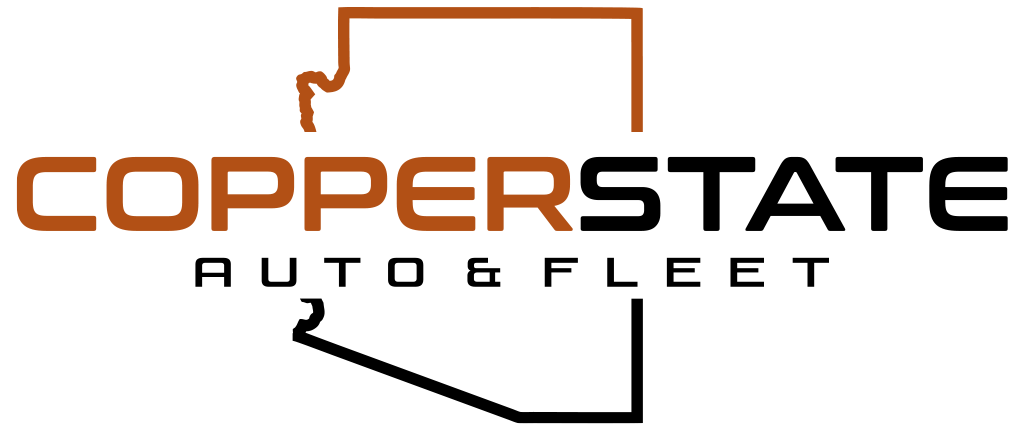 Copperstate Auto & Fleet logo in brown and black with stylized car outline