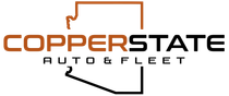 Copperstate Auto & Fleet logo in brown and black with stylized car outline