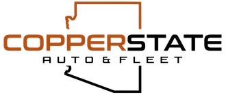 Copperstate Auto & Fleet logo in brown and black with stylized car outline