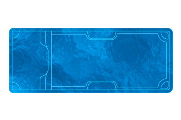 Blue futuristic rectangular tech frame with a glowing circuit-style border on a white background