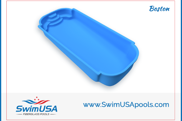 Blue above-ground pool liner bottom panel, shown with SwimUSA branding and website text.