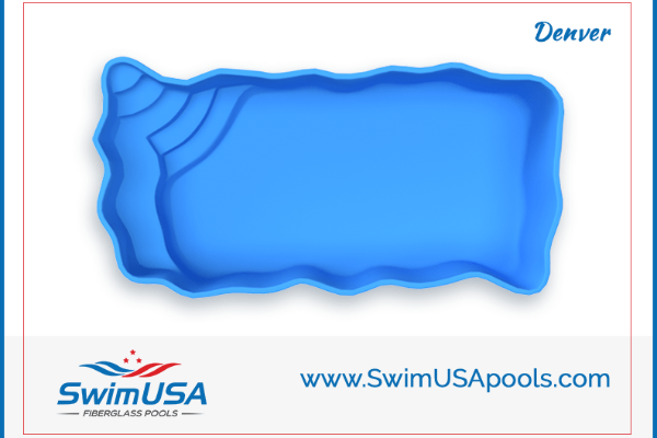 Blue in-ground swimming pool design with SwimUSA logo and Denver label