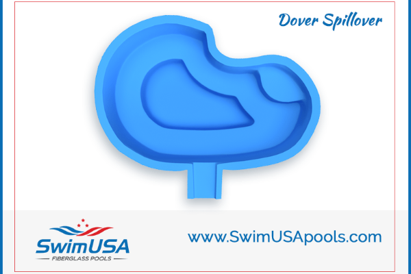 Blue Dover Pool Cleaner spillover with SwimUSA logo and website text.