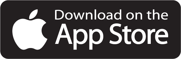Apple App Store download badge on a black rounded rectangle with white Apple logo and text