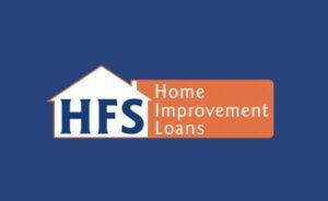 HFS Home Improvement Loans logo in white and orange on a blue background
