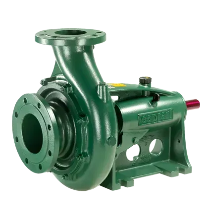 Pompa centrifuga verde con flange.