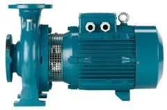 Pompa centrifuga per acqua color verde acqua con motore elettrico.