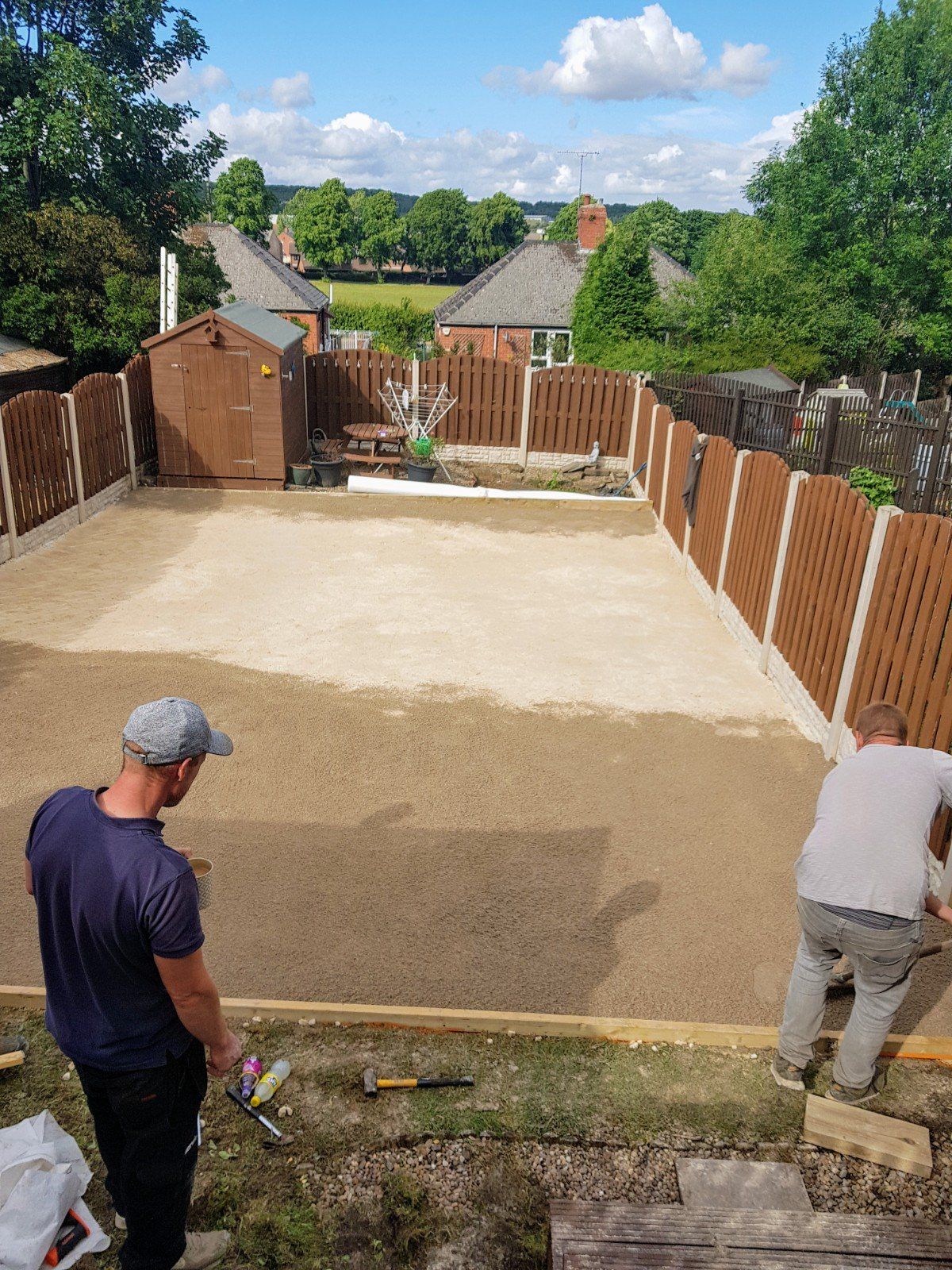Flat sand layer applied on artificial grass project in Ecclesfield Sheffield