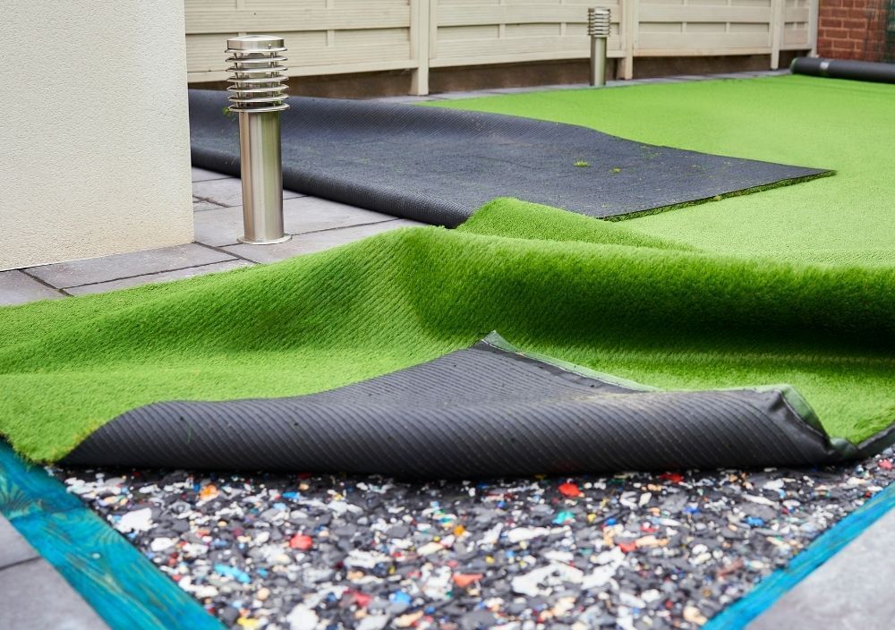artificial lawn about to be laid in Nottingham