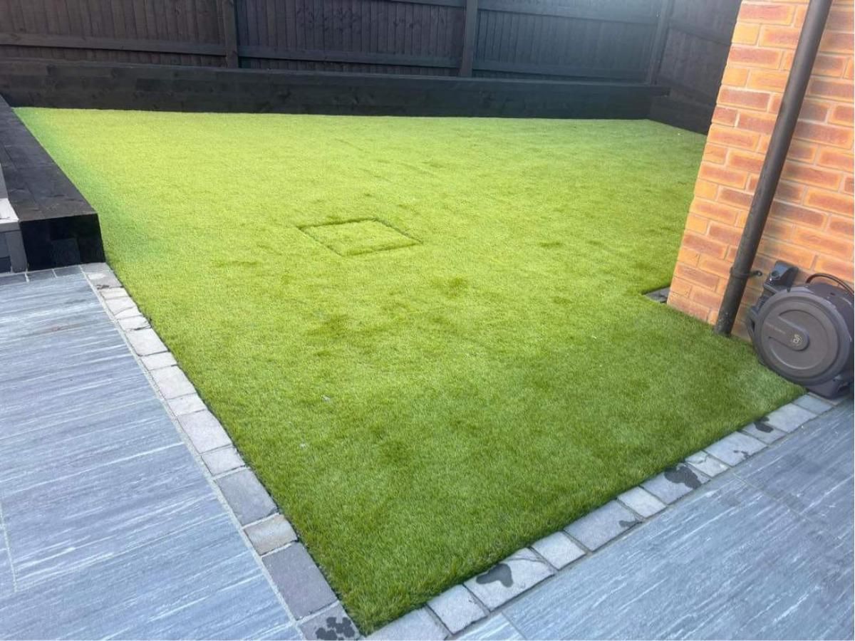 Zest Artificial Grass Grantham new artificial lawn with paving surround