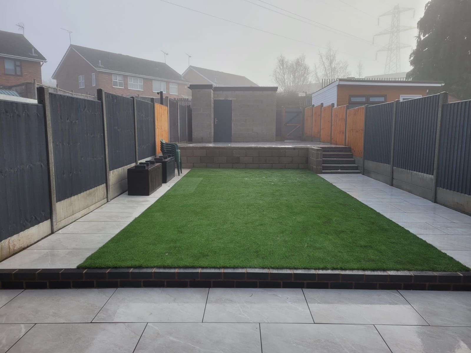 Zest Artificial Grass Newbury new artificial lawn with sleepers surrounding